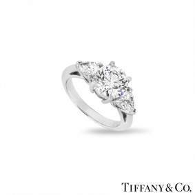 Tiffany & Co. Platinum Three Stone Diamond Ring 1.65ct G/VVS2 XXX